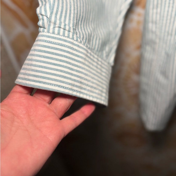 Cinch Button-Down Men’s Stripe Shirt Green/White XXL Classic Western 100% Cotton - Picture 5 of 5